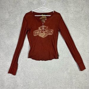 Harley Davidson Designed by Trunk LTD Vintage Women’s Top Y2K Long Sleeve Small